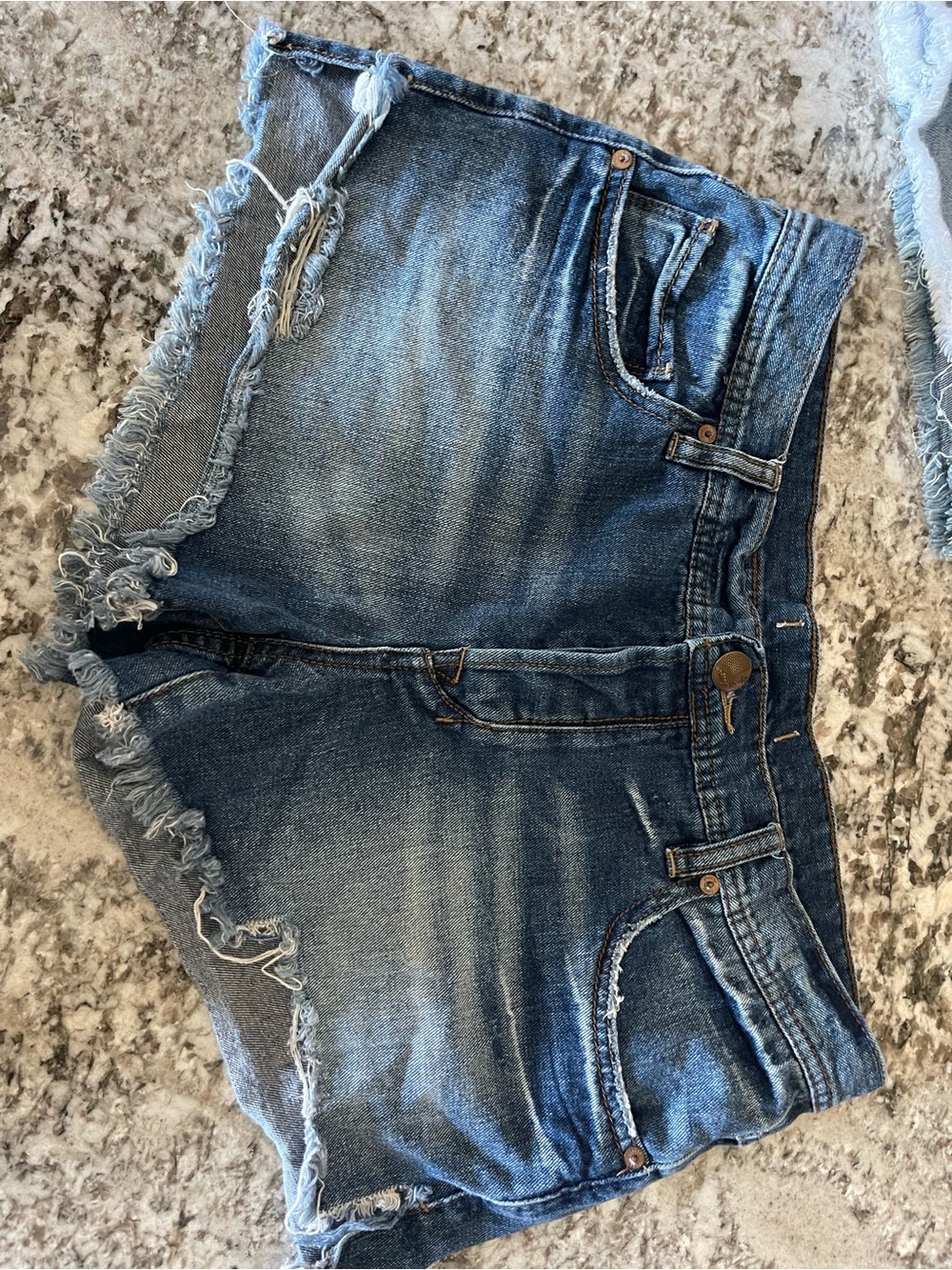 Free People Distressed Blue Denim Cutoff Shorts, size 30